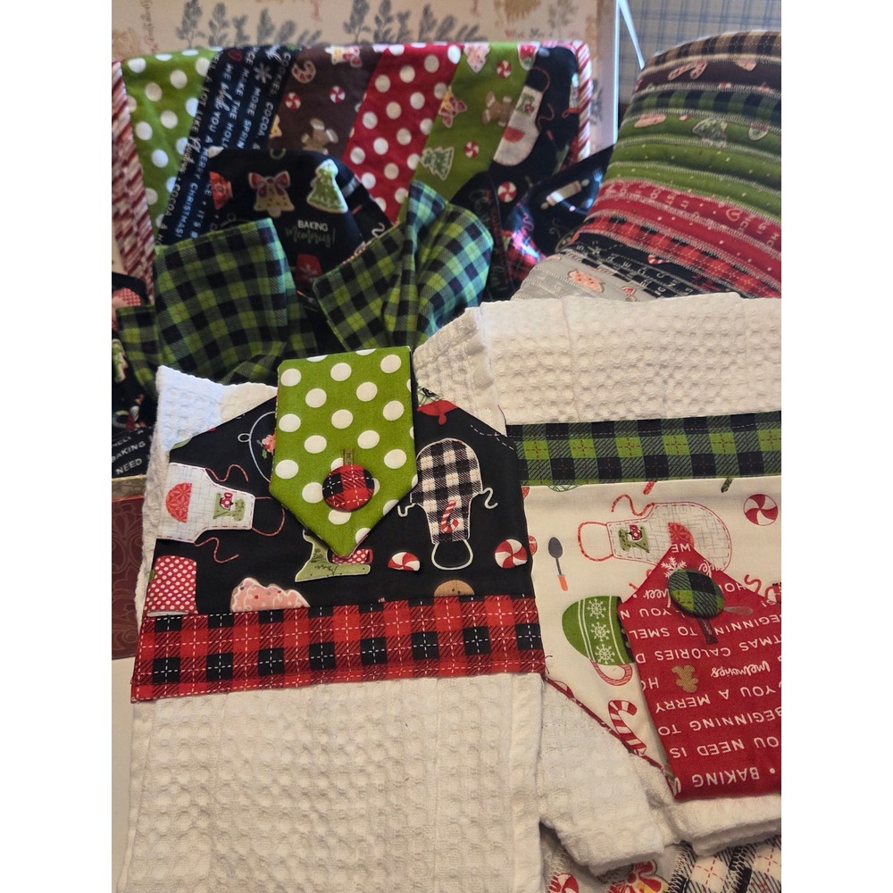 Shabby Fabrics Christmas Kitchen Set Towels Mats Napkins Rings‎ Rug Baking Theme